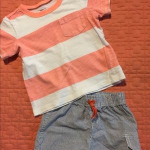 Carter’s peach and blue outfit